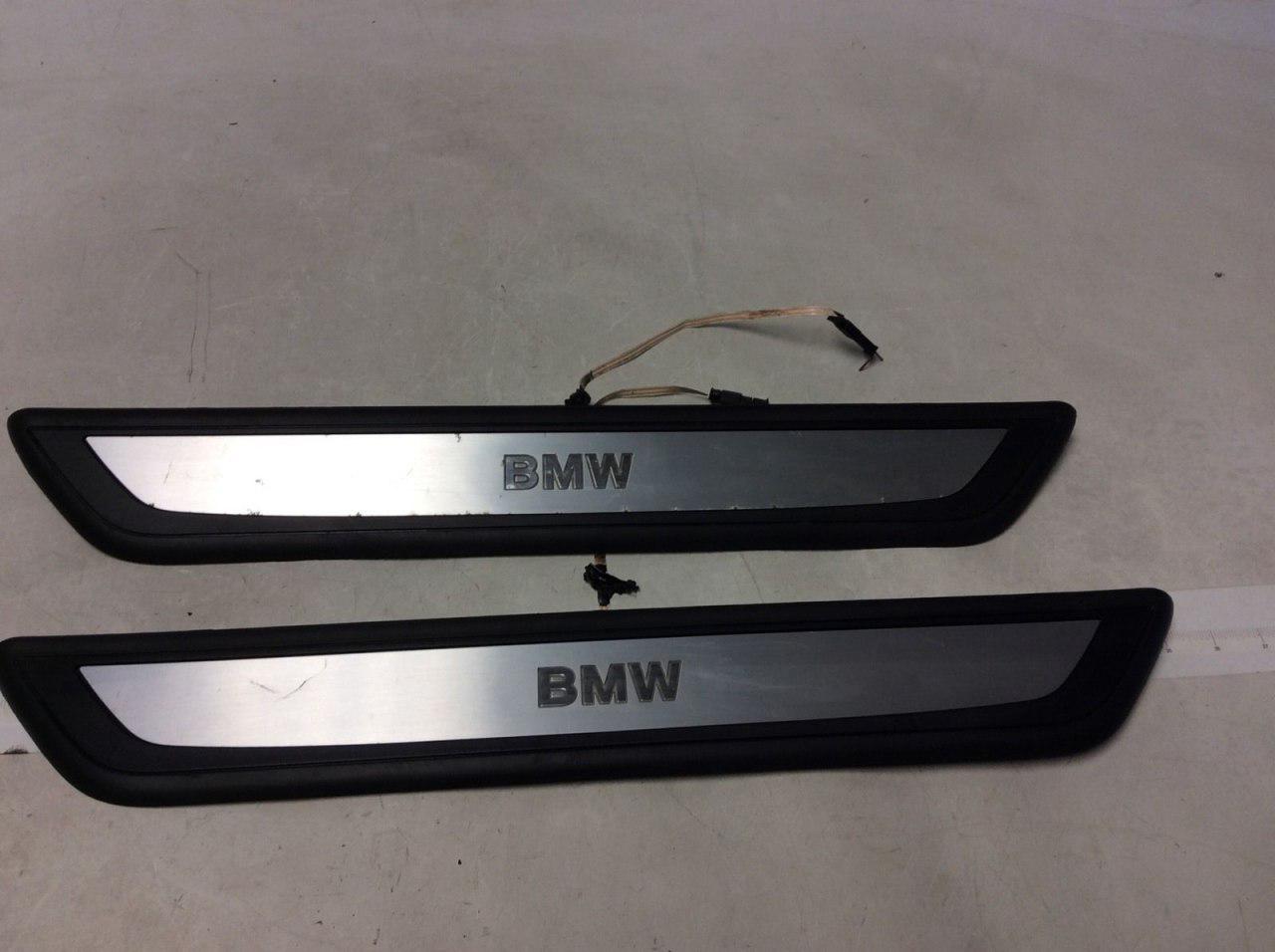 08-15 BMW 7-Series F01 F02 SET FRONT DOOR LEFT RIGHT SCUFF Plate LIGHT OEM M